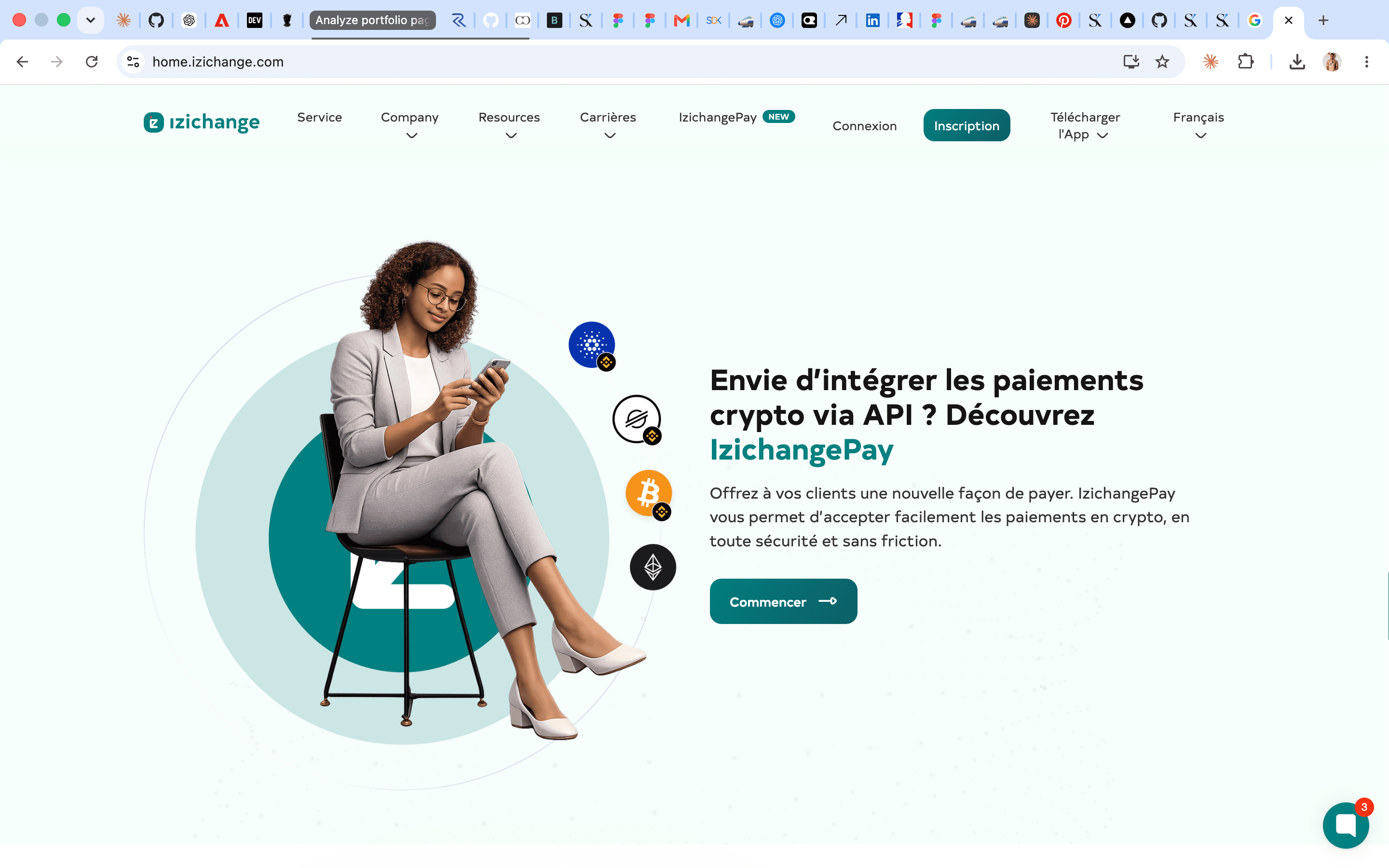 Page d'accueil du site Izichange