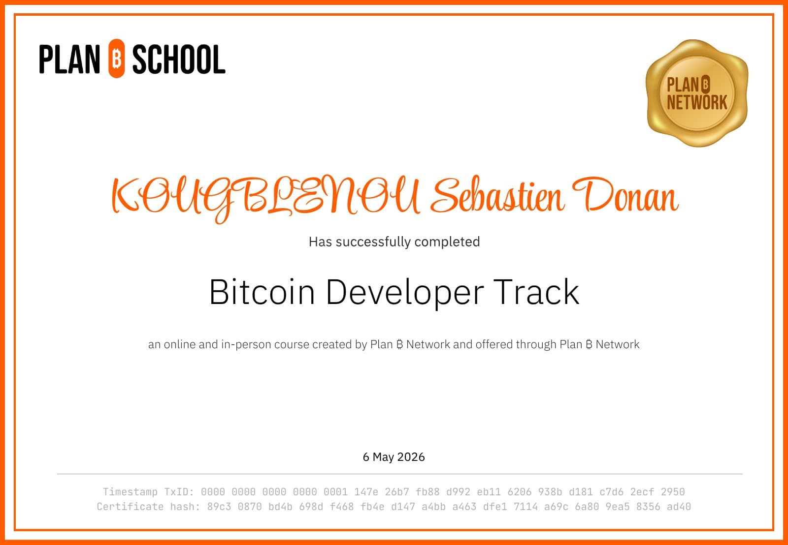 Bitcoin Developer Track